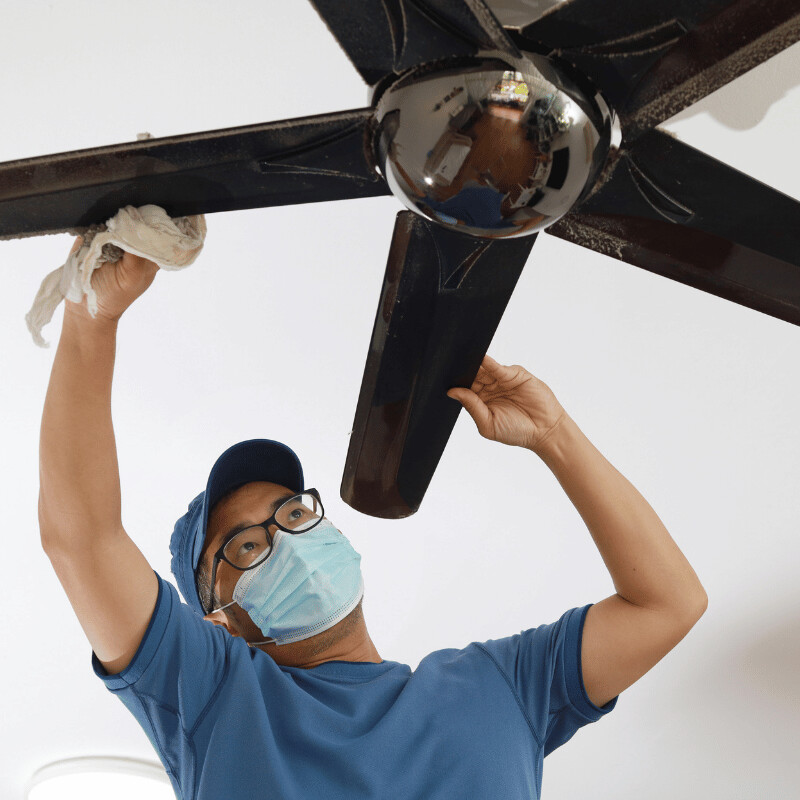 SEN electrician installing a ceiling fan in a Melbourne home